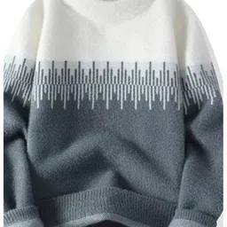 fitin outfit Men Self Design Round Neck White, Grey Sweater-picture-25