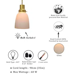 homesake Frost Bell Vintage Adjustable Hanging Pendant Light with White Frosted Glass Shade image 5