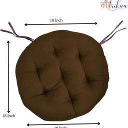 maatrikaa Cotton Chair Pad Pack of 4 Solid Comfortable Round Chair Cushions with Ties – 18" Pads for Dining, Office & Home image 2