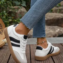 layasa Colorblock Flat Sneakers with Ultra Soft Cushion Lace-Up All-Day Comfort Shoes| Sneakers For Women image 3