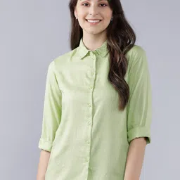 tokyo talkies Women Regular Fit Solid Spread Collar Casual Shirt-picture-10