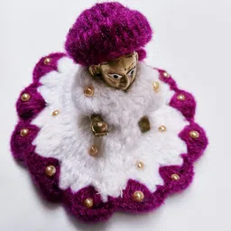 anyfashion size 7 Laddu Gopal Woollen Designing Moti Dress with Cap Beautiful Winter Dress Dress image 3