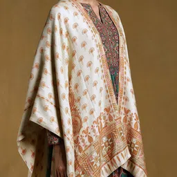 Ritu Kumar Women Beige & Orange Printed Longline Shrug image 5