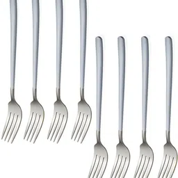 besillia Stainless Steel Forks Cutlery Set for Home, Kitchen & Restaurant (White, 8 Pcs) Stainless Steel Dinner Fork Set-picture-37