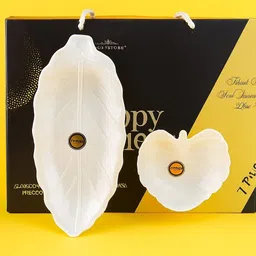 radhagiftshop Pack of 7 Ceramic Ceramic cup set with 2 small and 1 leaf design Trey-picture-44