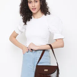 KLEIO Vegan Croco Textured Shoulder Bag image 4