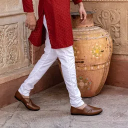 fausto Criss Cross Slip On Wedding Party Juttis and Mojaris For Men image 3