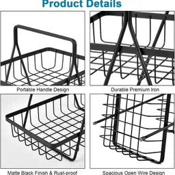 istar Utensil Kitchen Rack 2-Tier Metal Fruit & Veggie Basket Stand for Kitchen Counter & Dining Table Steel image 4