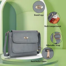 Lancer Women Solid Structured Leather Sling Bag image 4