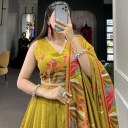 fusioncraftt Floral Print Semi Stitched Lehenga Choli image 3