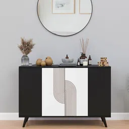 mintwud from pepperfry Tigris Sideboard In Black & White Finish image 1