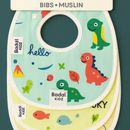 kids basic Pack of 4 Soft Muslin Waterproof Feeding Bibs for Newborns & Toddler-picture-14