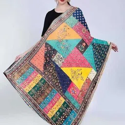 Chiffon Checkered Multicolor Women Dupatta-image-2