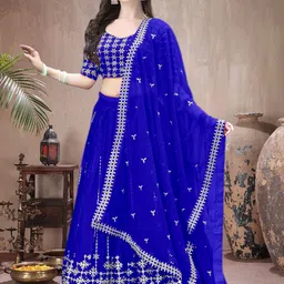 f plus fashion Embroidered Semi Stitched Lehenga Choli image 2