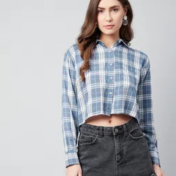 chimpaaanzee Women Regular Fit Checkered Spread Collar Casual Shirt-picture-21