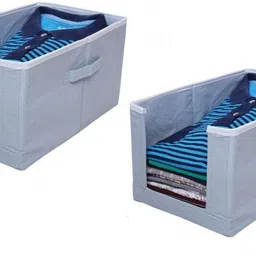 whitekrafts Cotton Wardrobe Organizer for Clothes Kurtis Jeans Top's Trouser T-shirt Saree Cover Storage Basket-picture-21