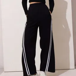 street9 Women Loose Fit Black Pure Cotton Trousers image 2