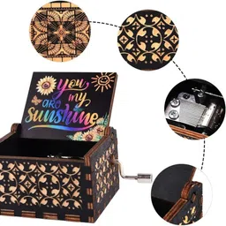 store2508 Pack of 2 Wooden Vintage Hand Cranked Music Box Hedwig’s & You Are My Sunshine image 5