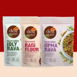 Desi Nutri Idly Upma Rava Sprouted Ragi Kit | Multi Millet Idly, Upma Rava and Sprouted Ragi Kit Combo Pack – 450gms Each image 3