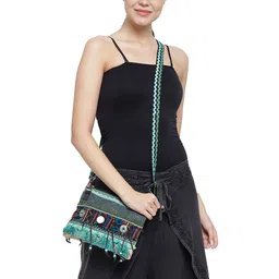 The House of Tara Tasselled Textured Structured Sling Bag image 5