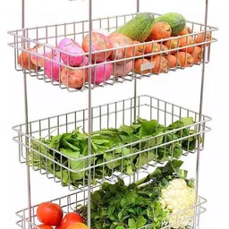 Prerna Stainless Steel 4 Layer Fruit & Vegetable Trolley Stainless Steel Kitchen Trolley-picture-25