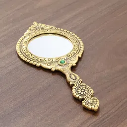 kridaykraft Beautifully Round Shape Hand Mirror For Makeup-picture-26