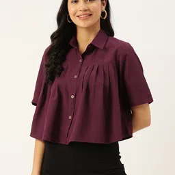 slenor Women Boxy Fit Striped Casual Shirt image 1