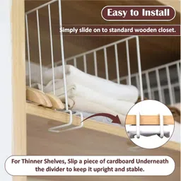 haveu White Metal Shelf Separator for Books Clothes Organizer Closet Divider image 4