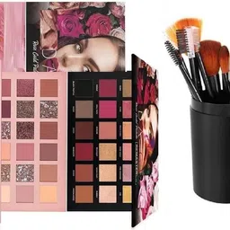crazzyshopperz Beauty Promo Pack Rose Gold and Nude Eyeshadow Palette + 12 Piece Brush Set image 1