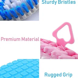 h&m store 360° Flexible Plastic Cleaning Brush for Home, Kitchen and Bathroom, Multipurpose Cleaning Cloth, Floor, Sink, Tile and so on with Hanging Brush Holder (Multicolor, Pack of 3) Plastic Wet and Dry Brush image 3