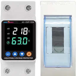 amicismart Auto Over/Under Voltage & Overload Protection 63A Din-Rail LED with Mount Voltage Protection image 1