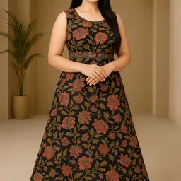 vinnexa Women Floral Print Cotton Blend Anarkali Kurta-picture-18