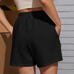 persnalitee Solid Women Black Running Shorts image 2