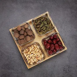 red-rubby Glass Serving Bowl Glass Candy Snack Bowl Set With Wooden Tray | Set Of 4-picture-22