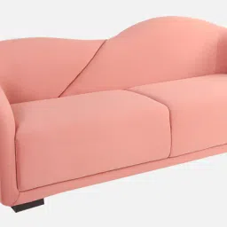 casacraft from pepperfry Odessa Velvet 3 Seater Sofa In Blush Pink Color image 2