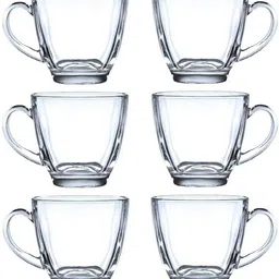 v bright Pack of 6 Glass Oval Shape Square Classic Glass Cup Set for Tea, Coffee, Beer, Hot/Cold Drinks-picture-19