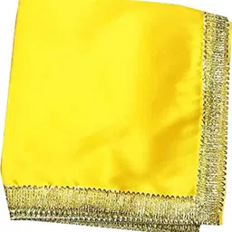 om pooja shop Silk Blend Self Design Red, Yellow Men Dupatta image 5