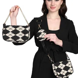 MINI WESST 3 Pcs Geometric Self Design Structured Handheld Bag-picture-17