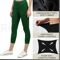 rocksy 3/4th Capri leggings Women Beige, Green Capri image 3