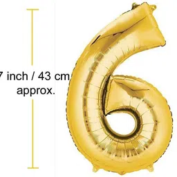 riit Solid 17 Inch Golden Number 6 (Six) Foil Balloon Balloon image 2