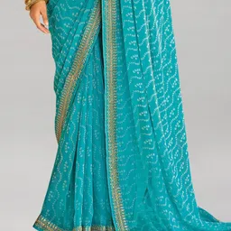 samah Printed, Embroidered, Embellished Bollywood Georgette, Chiffon Saree image 3