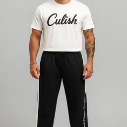culish Men Colorblock Black, White Track Pants-picture-19