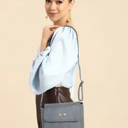 Lancer Women Solid Structured Leather Sling Bag image 3