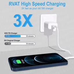 RVAT 20 W PD 3 A Wall Charger for Mobile with Detachable Cable image 2