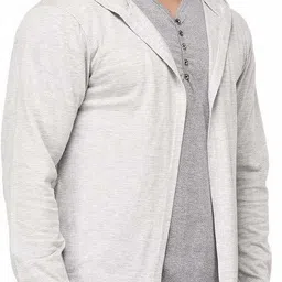 glampanda Men Kimono Style Full Sleeve Grey Shrug image 3