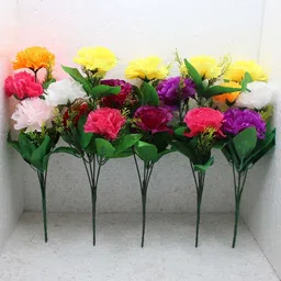 tfh Artificial Flower Bunch For Party Birthday Decoration Pack Of-5 Multicolor Carnations Artificial Flower-picture-12
