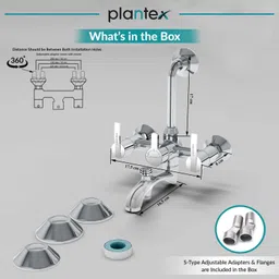 plantex Pure Brass AQ-1419 3in1 Wall Mixer with Bend for Overhead and Telephonic Shower AQ-1419 Mixer Faucet image 3