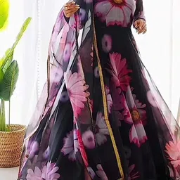 mahibhag creation Geometric Print Georgette Stitched Anarkali Gown image 5