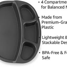 pearlcraft Plastic 4-in-1 Dinner Plate 14 Inch | Large Compartment Plate for Meals Dinner Plate image 3