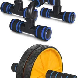 pheonix Combo of Push Up Stand with Ab Wheel Roller Home Gym Kit Fitness Accessory Kit Kit image 1